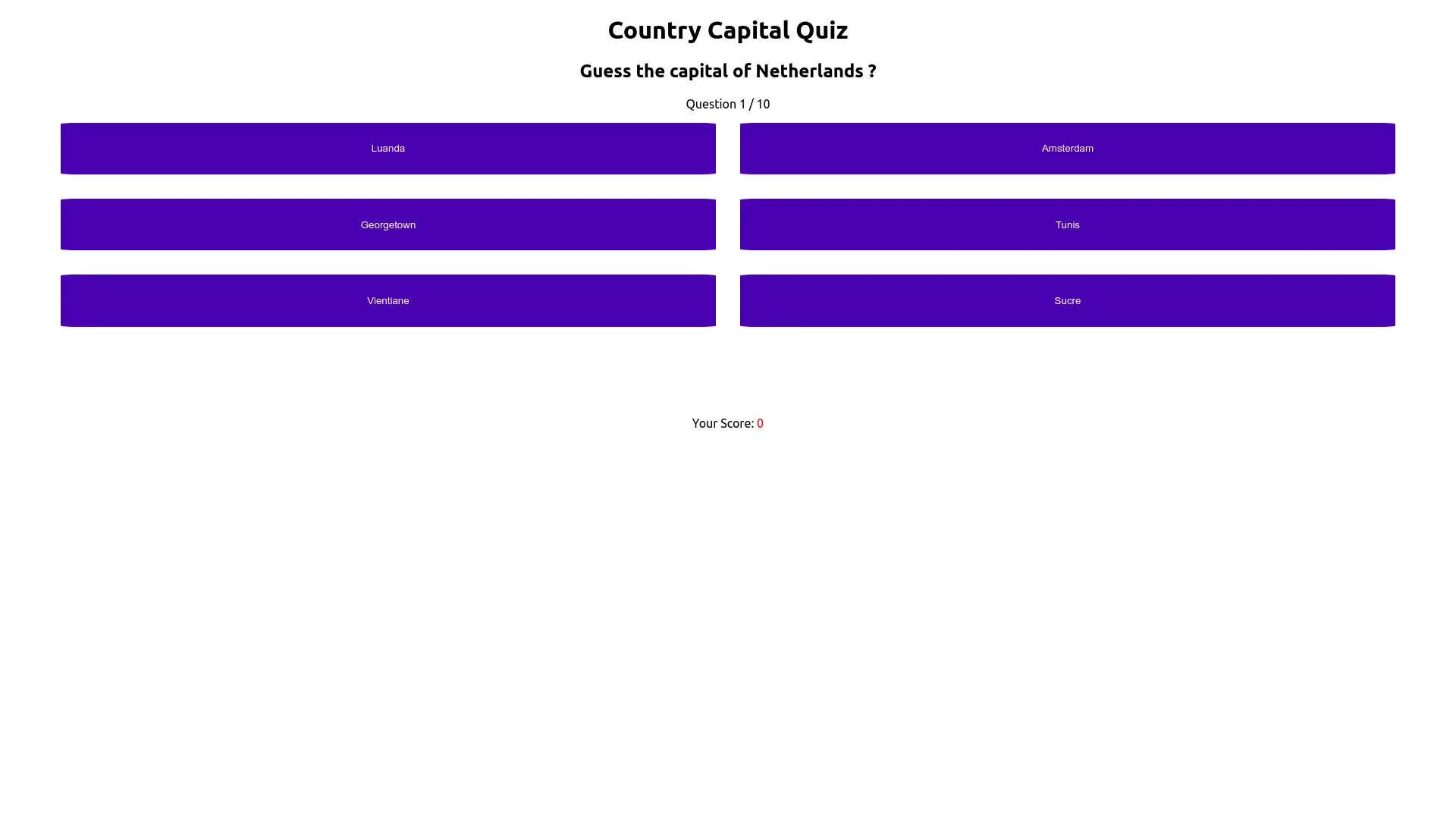 country capital quiz